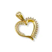 Златна висулка сърце с назъбен циркониев контур 14K RG12406
