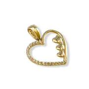 Златна висулка сърце с малки съчица и циркони 14K RG12411