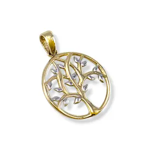 Златна висулка дървото на живота двуцветна 14K RG12418