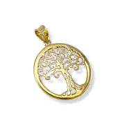 Златна висулка кръг с ажурно дърво на живота 14K RG12419