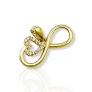 Златна висулка безкрайност и сърце с камъни 14K RG11199