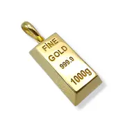 Златна висулка кюлче с релефен надпис Fine Gold 14K RG10940