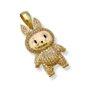Златна висулка Labubu с циркони и бял емайл 14K RG11359