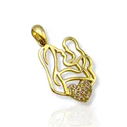 Златна висулка майка с дете и сърце с циркони 14K RG11201