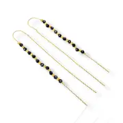 Висящи златни обеци с черни мъниста 14K RG10850