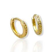 Златни обеци халки с инкрустирани бели цирконии 14K RG11411