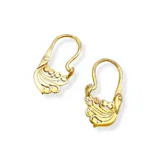 Детски златни обеци кошнички с вълнообразен край 14K RG11344