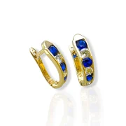 Златни обеци за деца със сини и бели камъни 14K RG13120