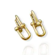 Висящи златни обеци Тифани с полирана капковидна форма 14K RG11506