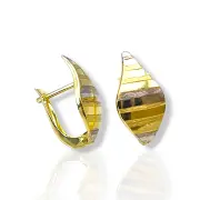 Златни обеци с форма на лист и двуцветен ефект 14K RG10852