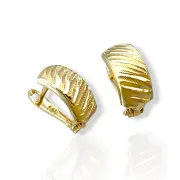 Златни обеци с листовидно гравиране и мат 14K RG13199