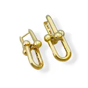 Висящи златни обеци Тифани с полиран сферичен дизайн 14K RG11507