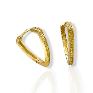 Златни обеци мека геометрия с дискретен циркониев блясък 14K RG12517