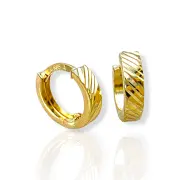 Златни обеци халки с диагонален релеф 14K RG11366
