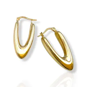 Геометрични златни обеци с капковидна форма и огледален ефект 14K RG11401