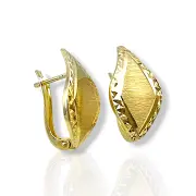 Златни обеци с матова повърхност и гравюра 14K RG10853