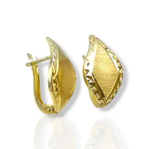 Златни обеци с матова повърхност и гравюра 14K RG10853