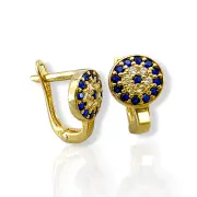 Детски златни обеци кръг сини цирконии „Назар“ 14K RG12483
