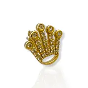 Златни обеци на винт корона „Ролекс“ с циркони единични 14K RG13379