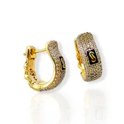 Златни обеци халки с бели камъни Монако Чейн 14K RG11327
