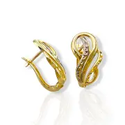 Златни обеци преплетени линии с модерен силует 14K RG12506