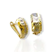 Златни обеци с фасетиран двуцветен дизайн 14K RG13201