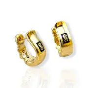 Златни обеци халки с черно лого Monaco Chain 14K RG11328