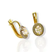Златни обеци овален акцент с централен цирконий 14K RG12519