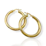 Класически златни обеци халки с огледален блясък 14K RG11510