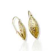 Златни обеци бадем с ажурен флорален дизайн 14K RG13190