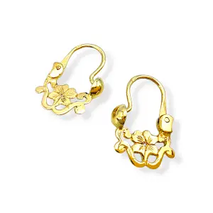 Детски златни кошнички с цветен мотив отпред 14K RG11349