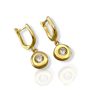 Златни обеци висящ кръг с полиран контур 14K RG12520