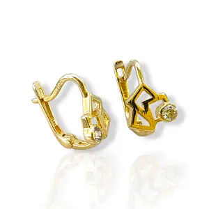 Детски златни обеци геометрична форма с цирконий 14K RG12485