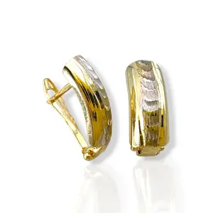 Дамски златни обеци с матиран централен релеф 14K RG13202