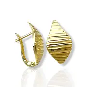 Златни обеци с релефна гравюра и гланц 14K RG10856
