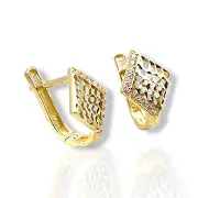 Златни обеци с ромбовиден ажур и камъни 14K RG10835