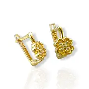 Детски златни обеци детелинка с фини цирконии 14K RG12486