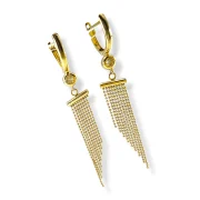 Висящи златни обеци с камък и верижни ресни 14K RG12853