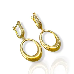 Висящи златни обеци с овален дизайн и фино сияние 14K RG12521