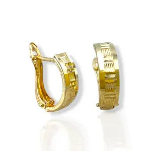 Златни обеци с геометрично гравирана повърхност 14K RG13203