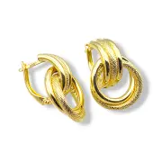 Златни обеци халки Fancy с гравирани елементи 14K RG11176