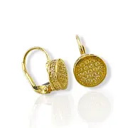Златни обеци кръгла форма с плътен циркониев блясък 14K RG12509