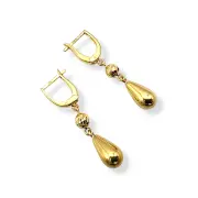 Висящи обеци с капки и релефни елементи 14K RG11164