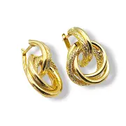 Златни обеци халки Fancy с полиран и гравиран обем 14K RG11177