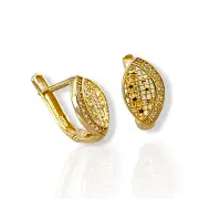 Златни обеци ажурен лист с фина инкрустация 14K RG12510