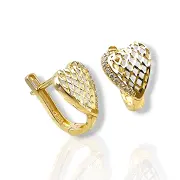Златни обеци сърце с ажур и камъчета 14K RG10837