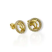 Златни обеци на винт Cartier с циркони 14K RG13384