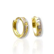 Златни обеци халки с геометрична шарка и мат 14K RG10859