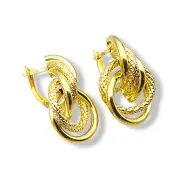 Златни обеци халки Fancy с комбинирана текстура 14K RG11178