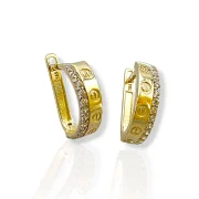 Елегантни златни обеци с цирконии и модерен блясък 14K RG13101